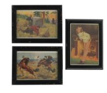Framed Western & Pinup Lithograph's c. Mid 1900s