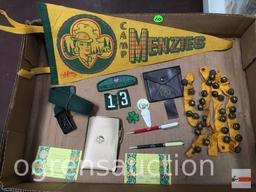 Girl Scouts - Vintage official Girl Scout pennant, coin purse, pens, belt etc.