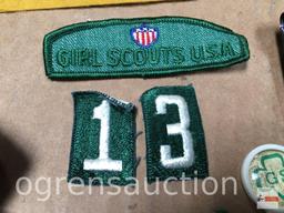 Girl Scouts - Vintage official Girl Scout pennant, coin purse, pens, belt etc.