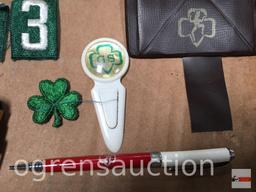 Girl Scouts - Vintage official Girl Scout pennant, coin purse, pens, belt etc.