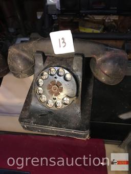 2 vintage telephones, rotary dial