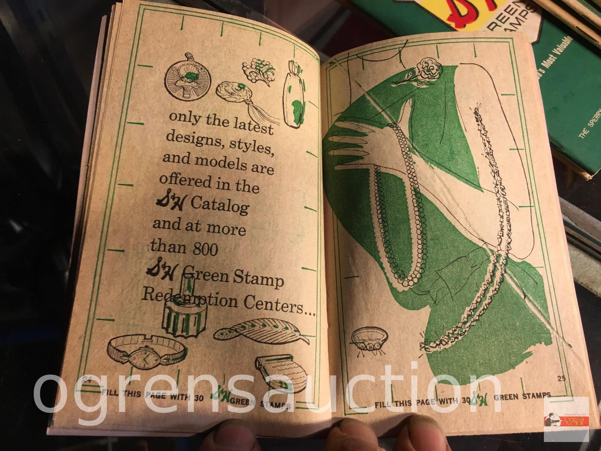 Ephemera - Box of S&H Green Stamp Saver books, filled