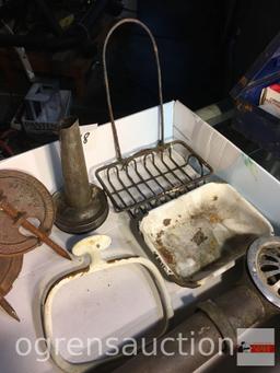 Vintage Items -1800's Griswold Stove parts, soap dishes, drain