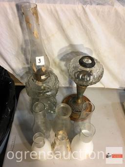 vintage lanterns, 22"h and 15"h and globes