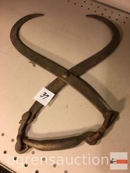 Vintage ice tongs, 16", signed