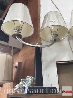 2 double arm table lamps with shades