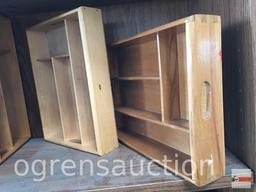 4 wooden flatware/ desk drawer caddy, some dovetailed