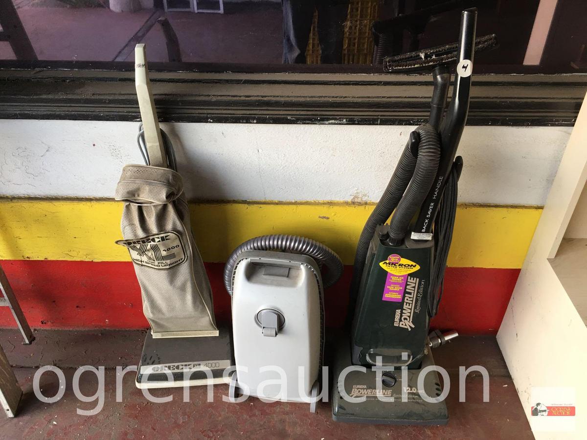 3 Vacuum cleaners - Oreck xl4000, Eureka Powerline, Kenmore canistser