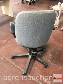 Office - Chair, 5 star base, armed, upholstered adjustable chair, gray