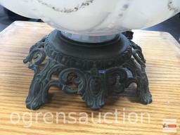 Lighting - Table lamp - Vintage milk glass base table lamp, Large blue/white, 34.5"hx12"w