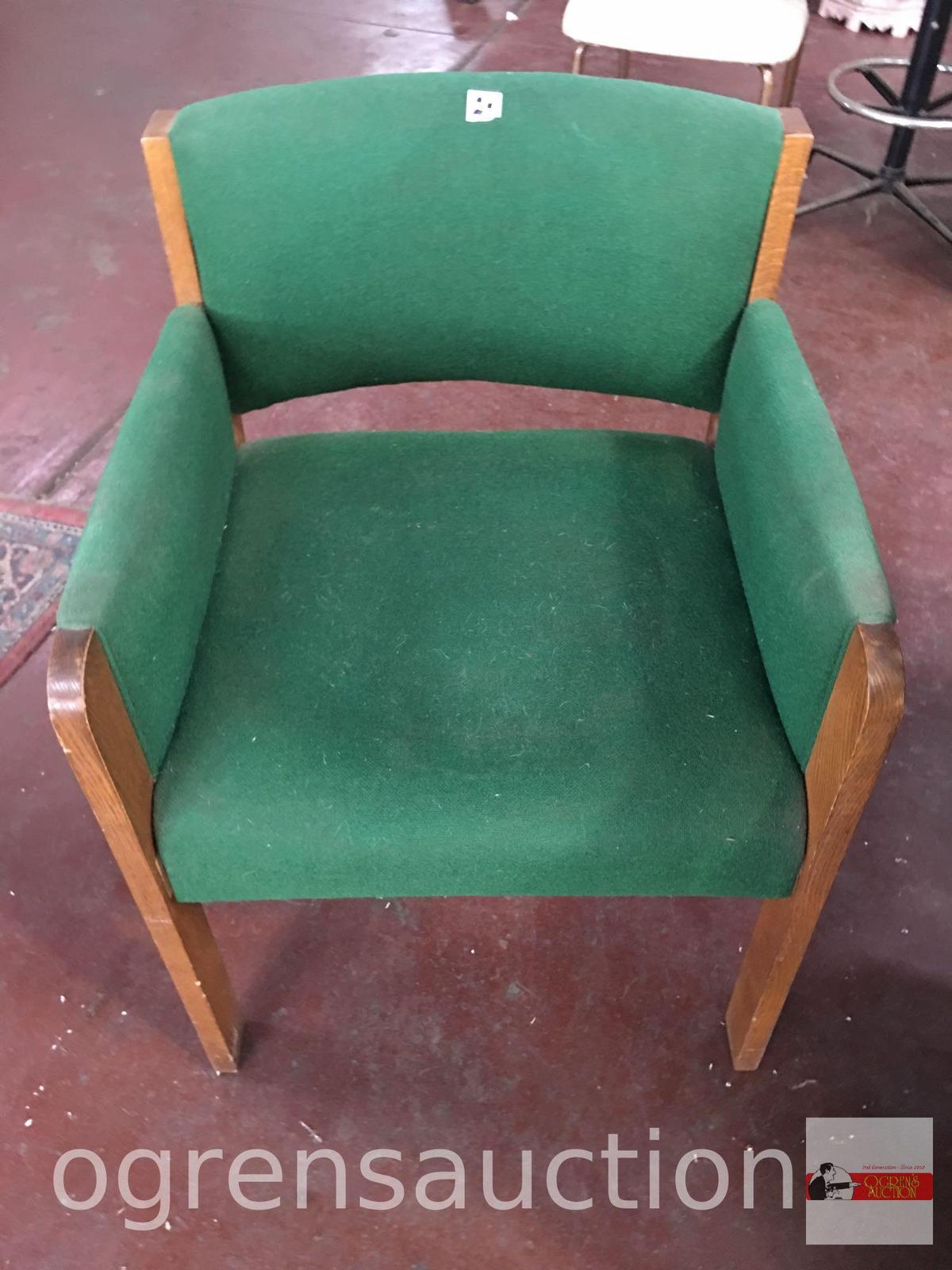 Office - Chair, wood framed upholstered chair, green