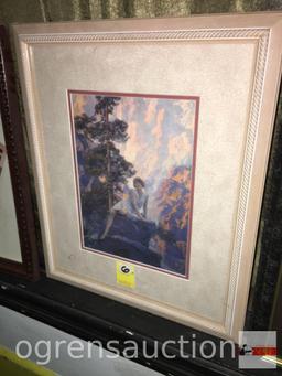 Artwork - Parrish looking print, framed, 17"wx20"h