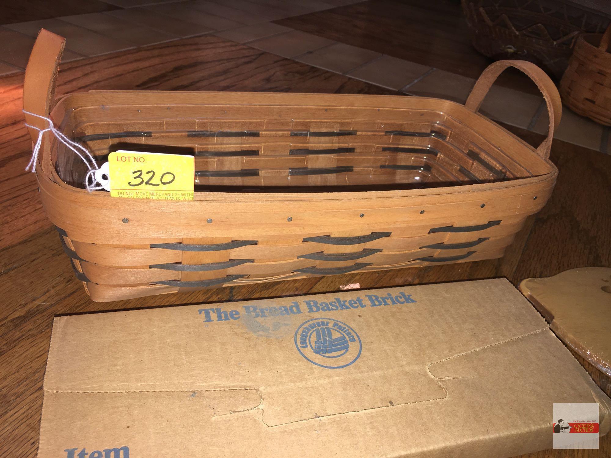 Longaberger Baskets - Handwoven, Dresden, Ohio, USA 1991, signed w/insert protector, bread brick