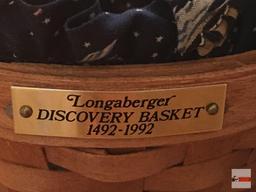 Longaberger Baskets - 2 Handwoven, Dresden, Ohio, USA 1991, signed w/liners, Discovery Basket 1492
