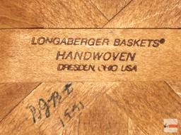 Longaberger Baskets - 2 Handwoven, Dresden, Ohio, USA 1991, signed w/liners, Discovery Basket 1492