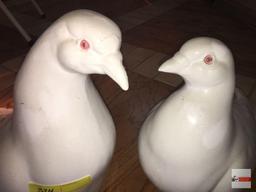 Ceramic Doves, pair lg. figures, 13"h & 15"h