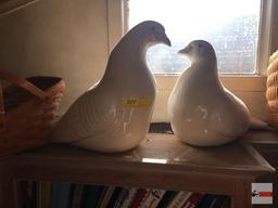 Ceramic Doves, pair lg. figures, 13"h & 15"h