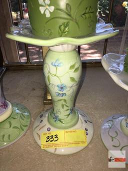 3 Capriware Candle holders, hand painted