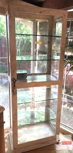 Lg. Display cabinet, all beveled glass, 4 adjustable glass shelves, soft closure door, 30"wx19"dx81"