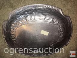 Tray - Wilton metal ornate oval serving tray, 19.5"wx15.5"w