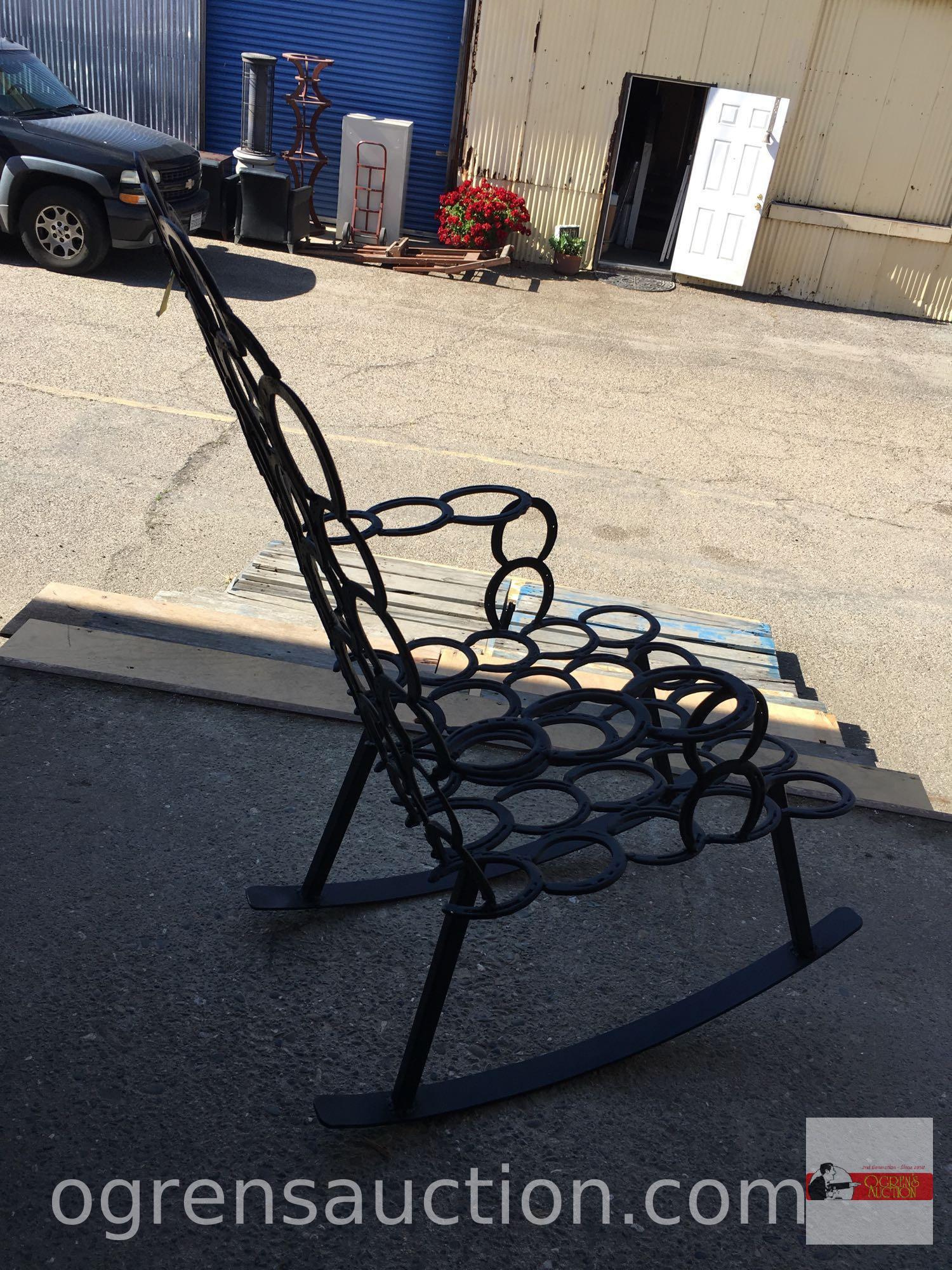 Rocking chair - Iron Horseshoe rocking chair, hand crafted with 69 horseshoes