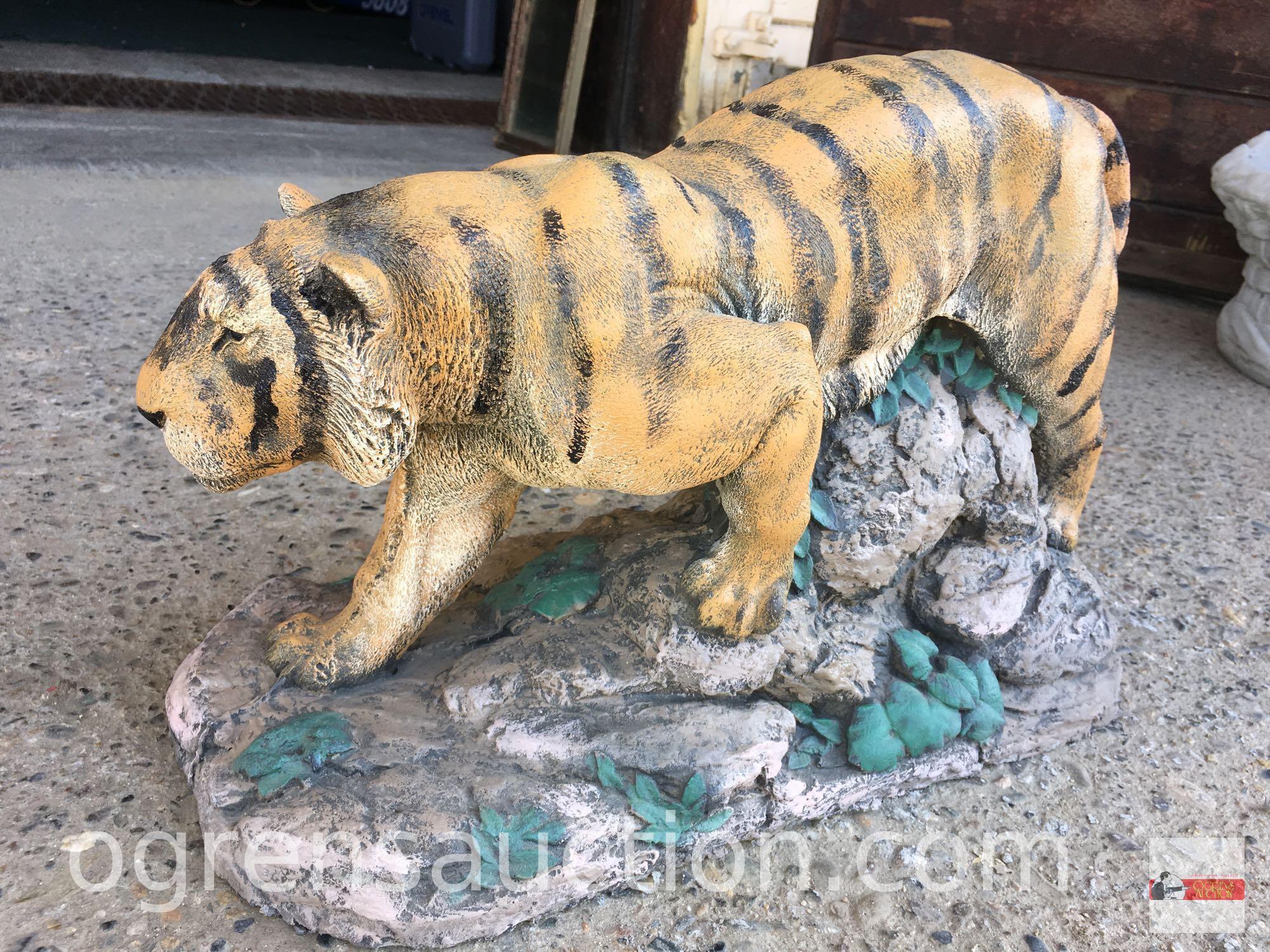 Yard & Garden Statuary - Cement Tiger, hand painted, 18"ws12"h