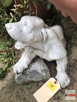 Yard & Garden - cement dog, 18"wx12"w