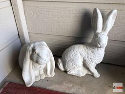 Yard & Garden - 2 cement rabbits, 14"hx10"w and 9"hx7"w