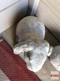 Yard & Garden - 2 cement rabbits, 14"hx10"w and 9"hx7"w