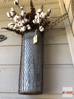 Yard & Garden - Decor tin vase w/cotton on cast star hook, 17"hx8"w (33"h)