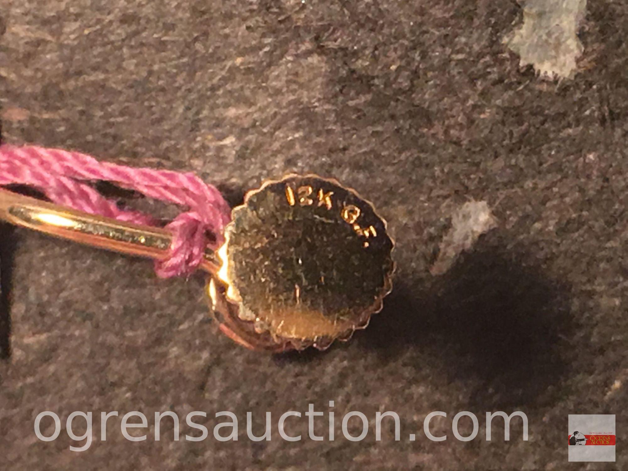 Jewelry - earrings, pr. 12k gold filled screw back w/ jade