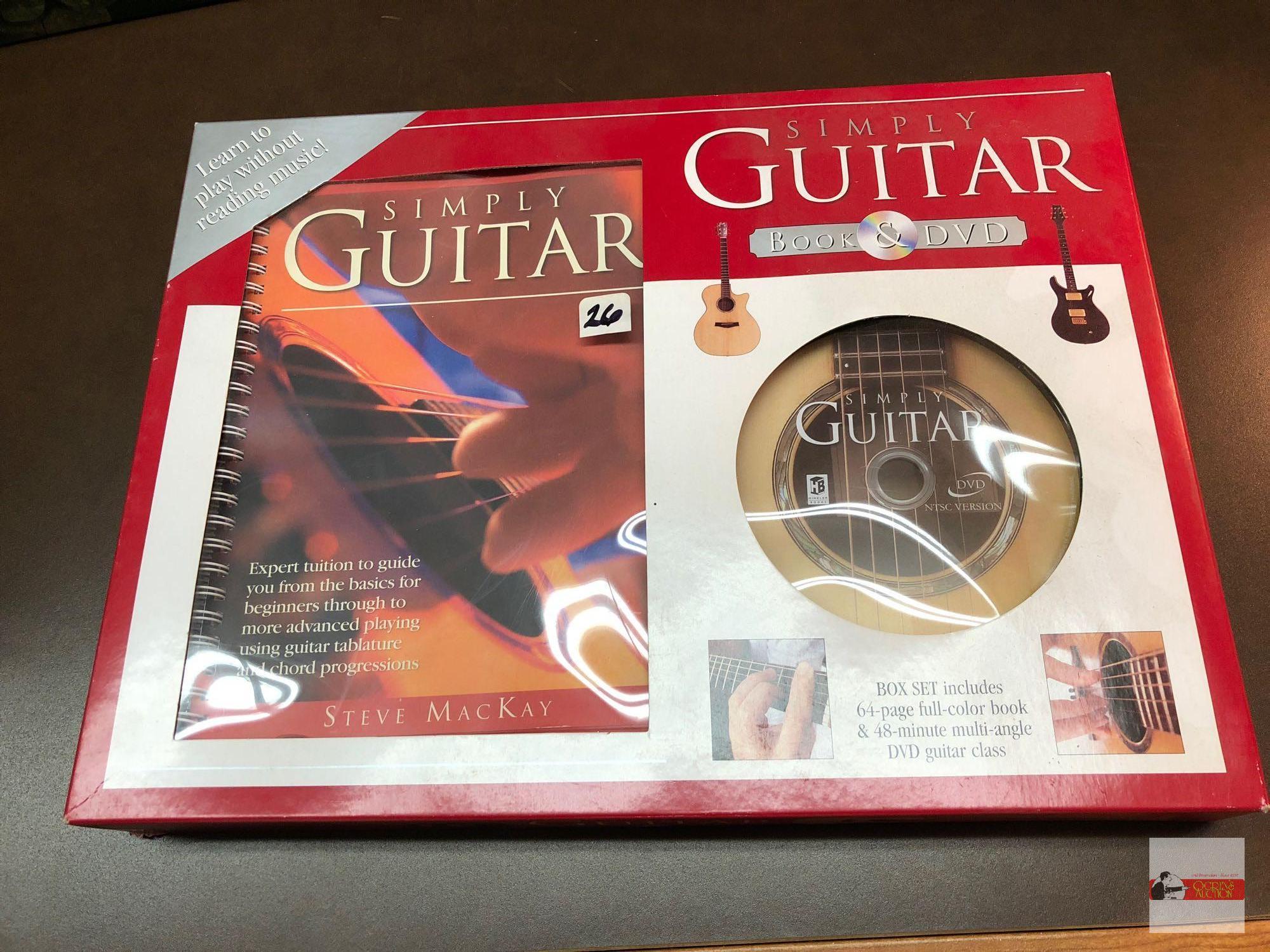 Simply Guitar Book & DVD, boxed set 64 page full color book, 48 min. DVD guitar class, new in box