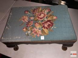 Vintage upholstered footstool, 18"wx12"wx10"h