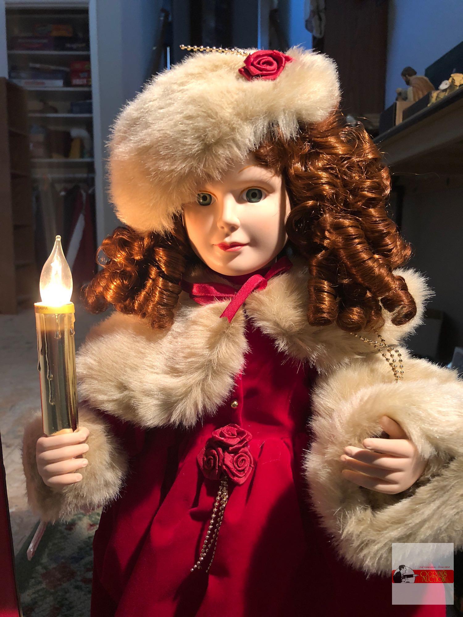 Holiday Decor - Christmas - girl caroler, Motion-ette, animated & illuminated figure, electric