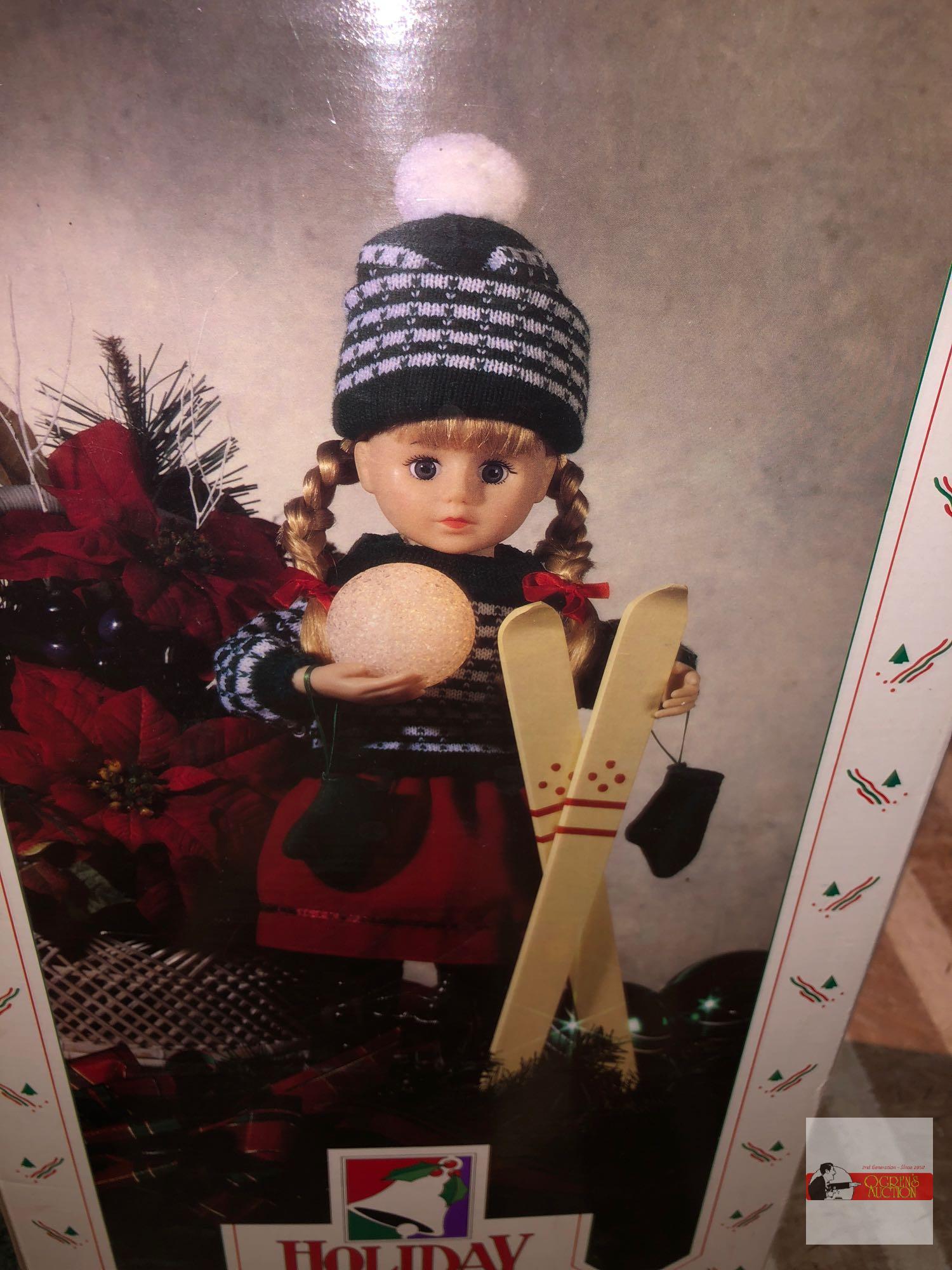 Holiday Decor - Christmas - Girl skier, Motion-ette, animated & illuminated figure, electric