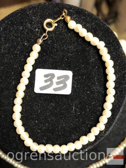 Jewelry - Simulated pearls, 1 hand tied and Knotted, 1 small with matching bracelet