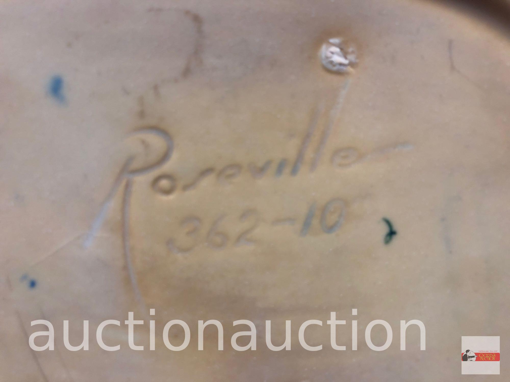 Roseville Pottery - 1939 Iris console bowl, #362-10, blue, 12.5"wx6.75"dx3.75"h