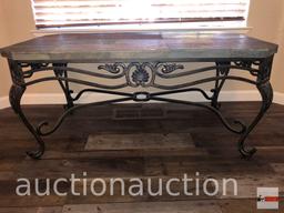 Furniture - Ashley World Class occasional collection, slate top iron coffee table, 48"wx28"dx22"h