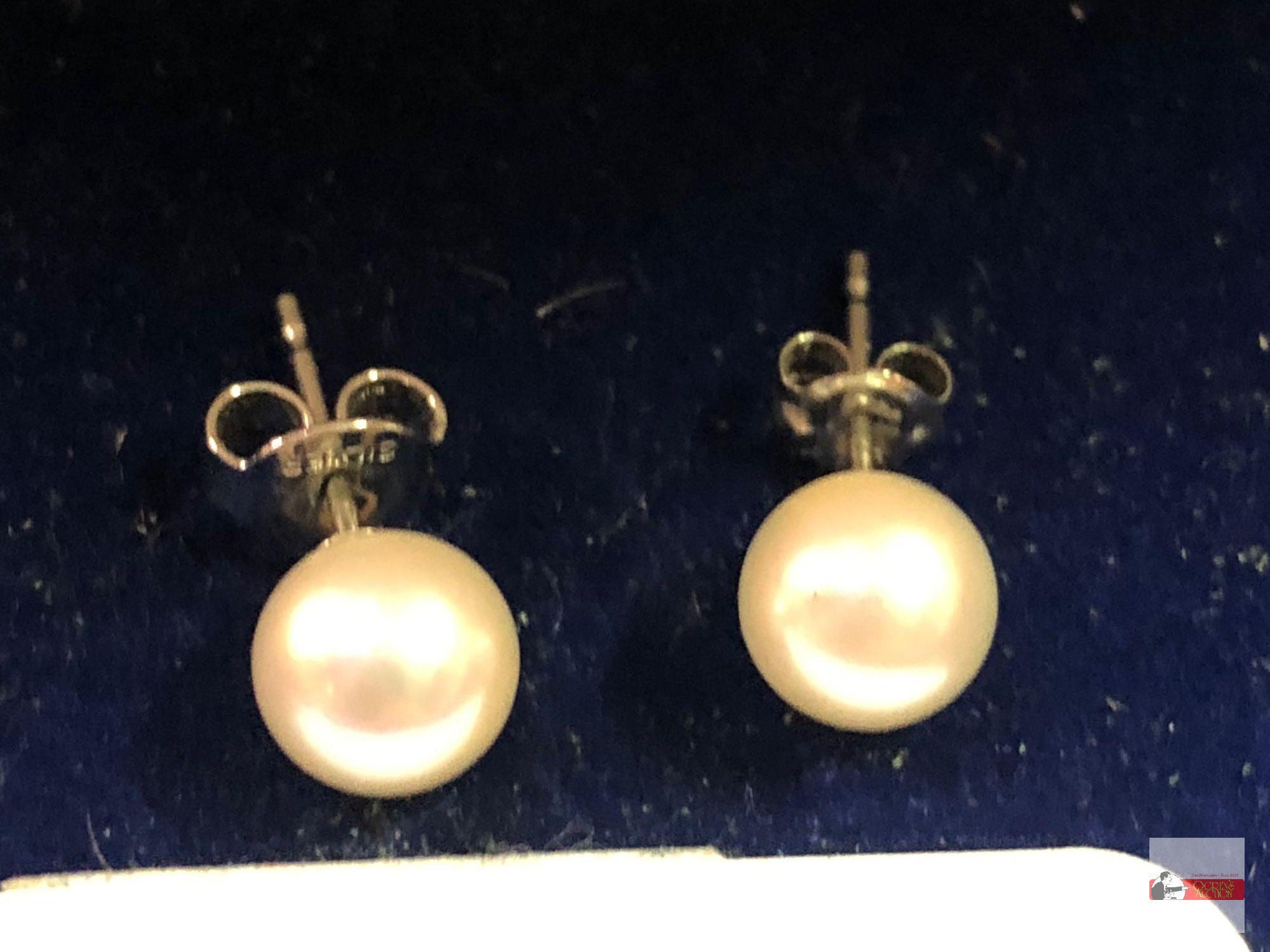 Jewelry - Earrings - P 900 platinum stud pearl earrings