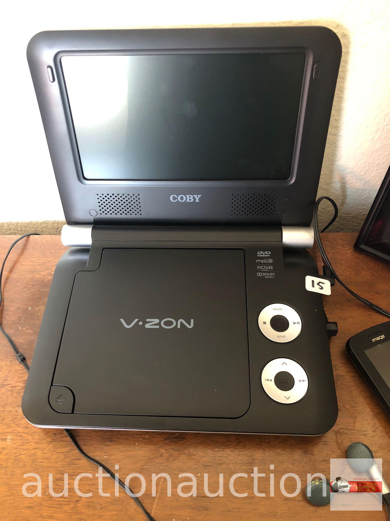 Electronics - V-Zon Coby Portable DVD player and video frame and Vortex cell phone