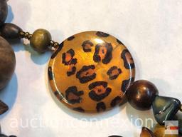 Jewelry - 2 Necklaces, signed, faux turtle shell and beaded & African animal beaded