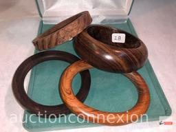 Jewelry - 4 bangle bracelets, wooden