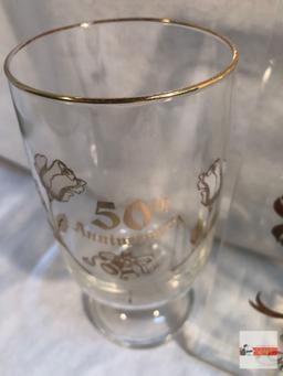 Glassware - Candle holders and 2 - 50th anniversary collectibles