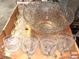 Glassware - Punch bowl and 19 cups