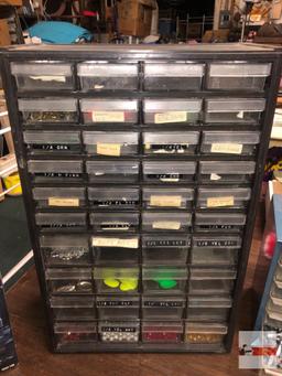 Fishing - Craftsman 40 drawer Organizer, 12.75"wx6.5"dx20"h with beads, flashers, spinners, hooks