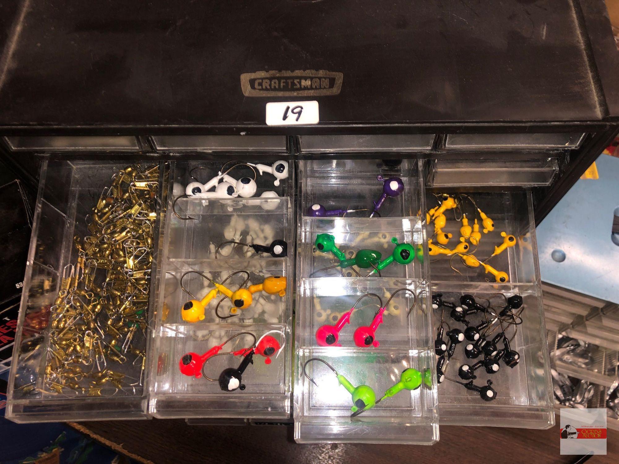 Fishing - Craftsman 40 drawer Organizer, 12.75"wx6.5"dx20"h with beads, flashers, spinners, hooks