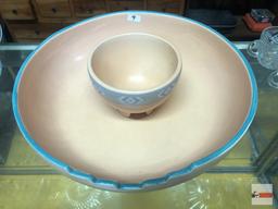 Southwest Chip/dip 2 pc. by Treasure Craft 13"wx3.5"h with detachable dip bowl 5"wx3.75"h