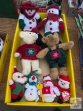 Christmas - 8 Stuffed decor - 2 Batt.op, 2 Ty Jingle Babies, 2 Hallmark