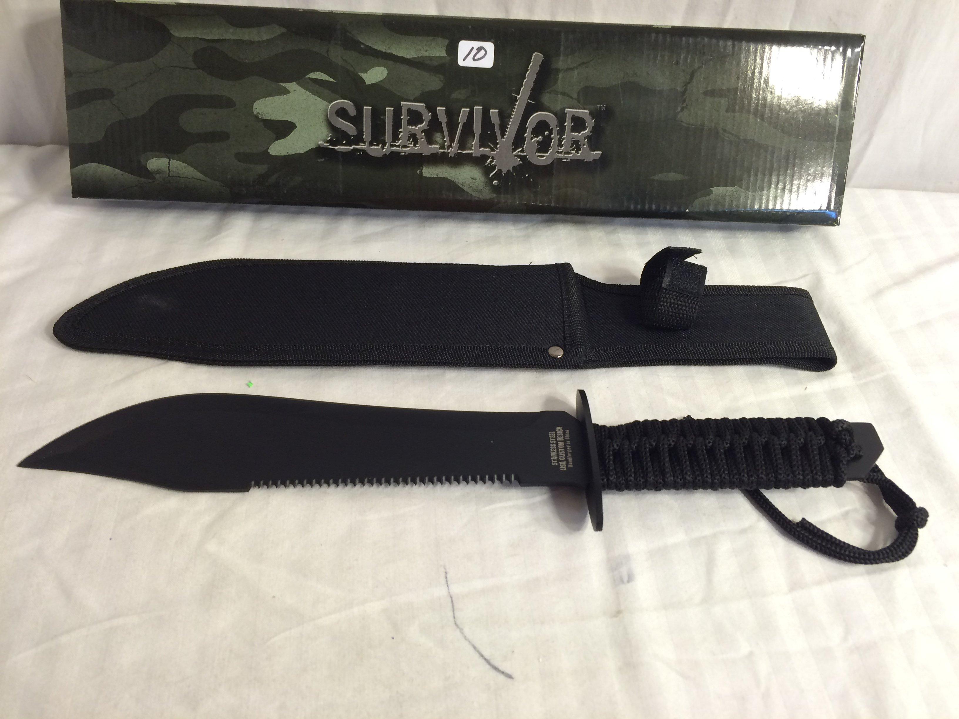 Collector NIP Master Cutlery Survivor Stainless Steel Knife #HK-6784 17" Long By 4" Box Size.