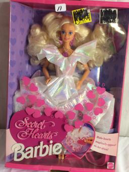 Collector NIP Mattel Barbie Doll Secret Hearts Barbie 13"Tall By 8.5"W Box Size